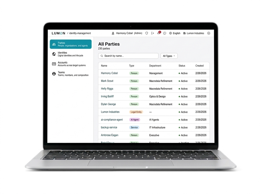 Abstrakte Visualisierung eines sicheren digitalen Identitätsnetzwerks.