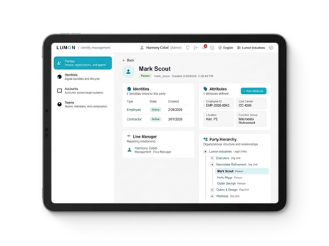 Screenshot der IAM-Plattform mit der Identitätsverwaltung.