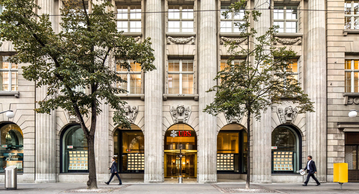 Das UBS-Hauptgebäude in Zürich, Schweiz.